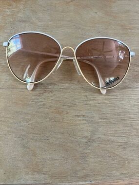 Vintage Rodenstock Women's White Frame Brown Lens Aviator Sunglasses